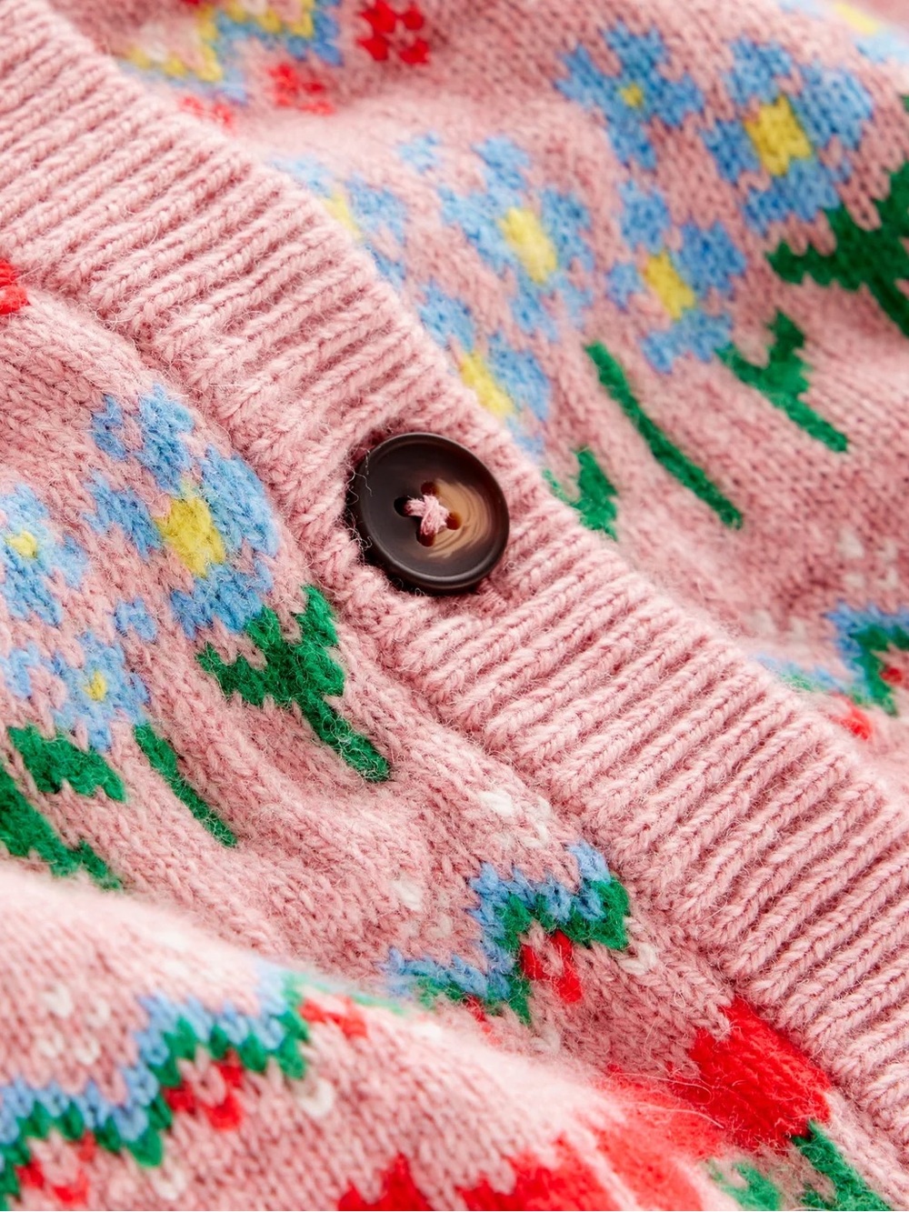 NWOT Boden Edie Fair Isle Cardigan in Meadowstreet Pink, Flowers - Picture 2 of 10
